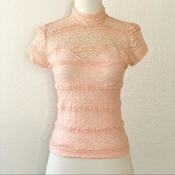 Guess Tops - GUESS Blush Lace Top